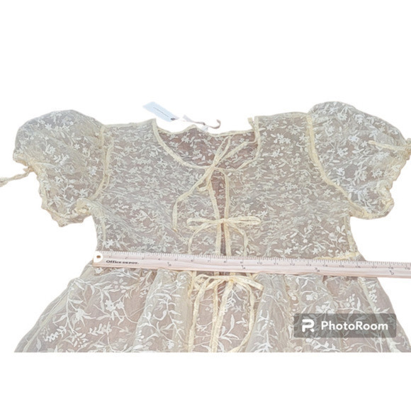 Anthropologie Sheer Short-Sleeve Organza Maxi Dress Yellow BNWT size Small Fairy - Picture 7 of 10